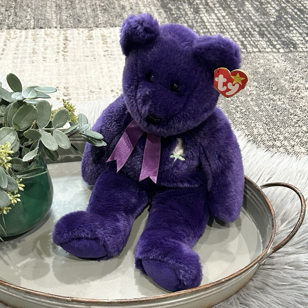 TY Beanie Baby Buddy 1998 PRINCESS DIANA Purple Bear RETIRED Large 14" Rare Find